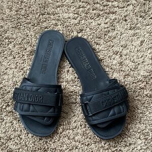 Dior Black Rubber Star-Sole Slide Sandals
